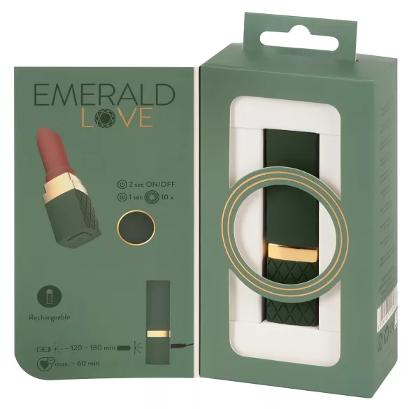 Emerald Love - вибратор червено червило с акумулатор водоустойчив