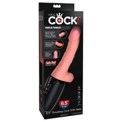   King Cock Plus 6,5 - реалистичен вибратор с тестиси - телесен цвят