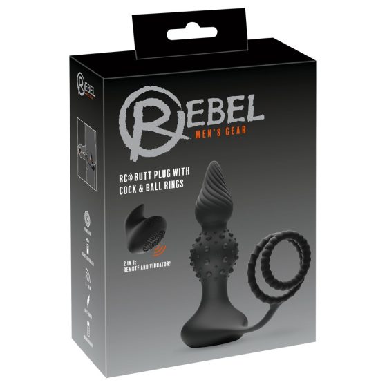 Rebel 2in1 - Акумулаторни радиоуправляеми анални вибратори с пенис пръстен (черни)