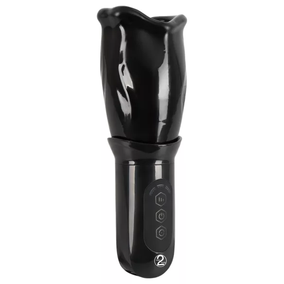 You2Toys - STROKER Rotating - акумулаторен, въртящ се мастурбатор с изкуствена уста (черен)