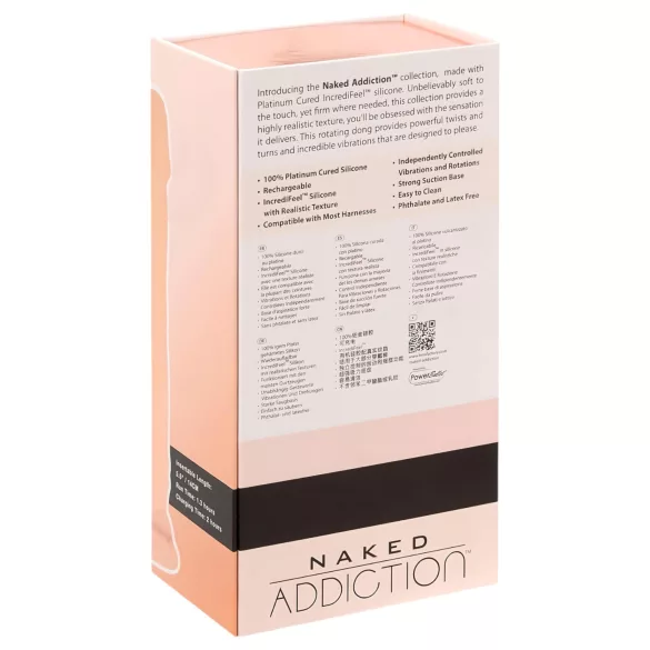 Naked Addiction - въртящ вибратор - 20 см - телесен цвят