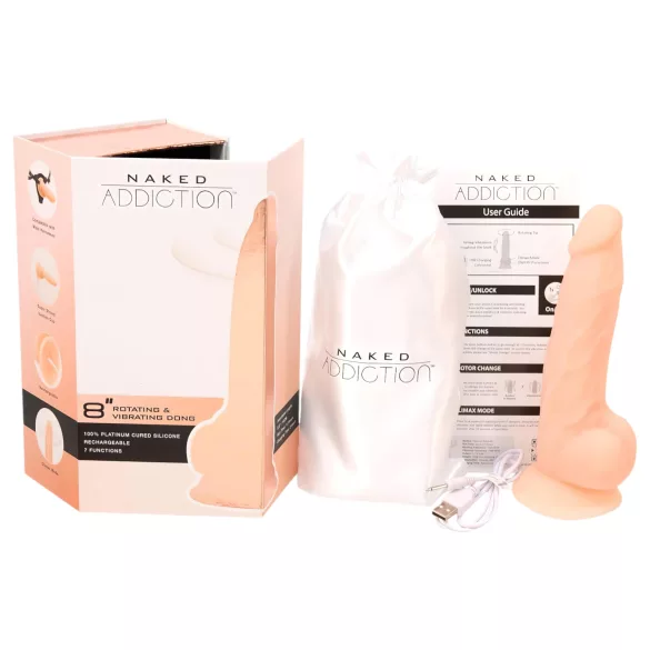 Naked Addiction - въртящ вибратор - 20 см - телесен цвят