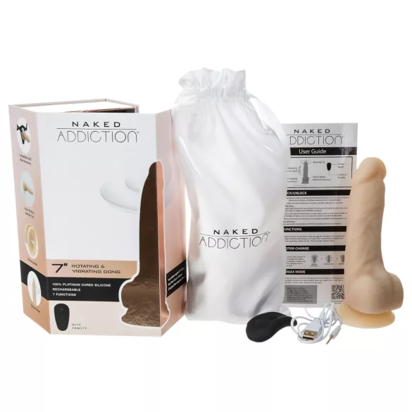 Naked Addiction Rotating 7 - Вибратор с въртяща се глава (18см) - натурален