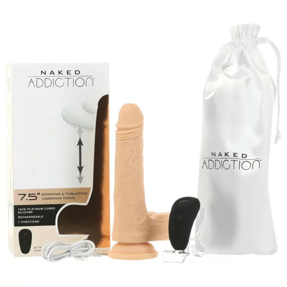 Naked Addiction - тласкащ вибратор - 19 см - естествен цвят