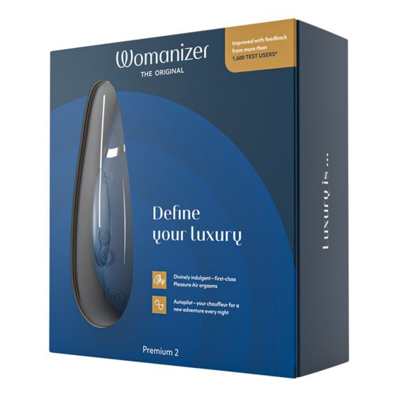 Womanizer Premium 2 - презареждащ се стимулатор на клитора с въздушна вълна (син)