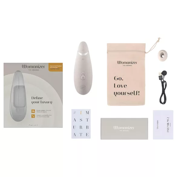 Womanizer Premium 2 - вибратор за клитор с въздушни вълни - бял