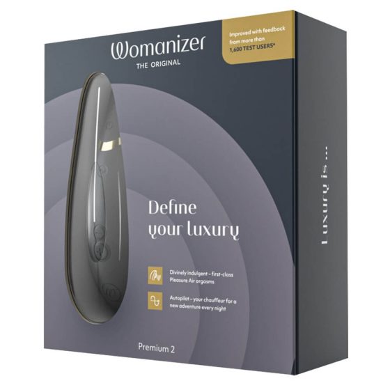 Womanizer Premium 2 - презареждащ се стимулатор на клитора с въздушна вълна (черен)