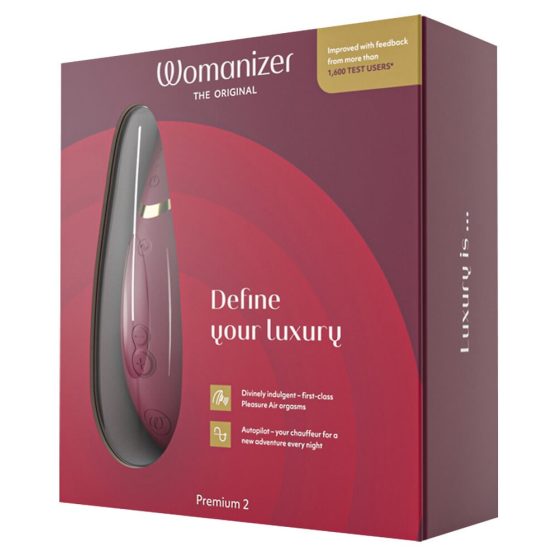 Womanizer Premium 2 - презареждащ се, въздушно-вълнов стимулатор на клитора (червен)
