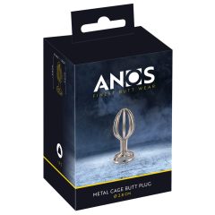   ANOS Metal (2,8 см) - стоманен анален вибратор в клетка (сребърен)