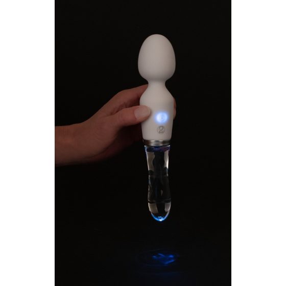 Liaison Wand - презареждащ се LED вибратор от силиконово стъкло (полупрозрачен-бял)