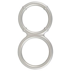   You2Toys - двоен силиконов пръстен за пенис и тестиси с метален ефект (сребърен)