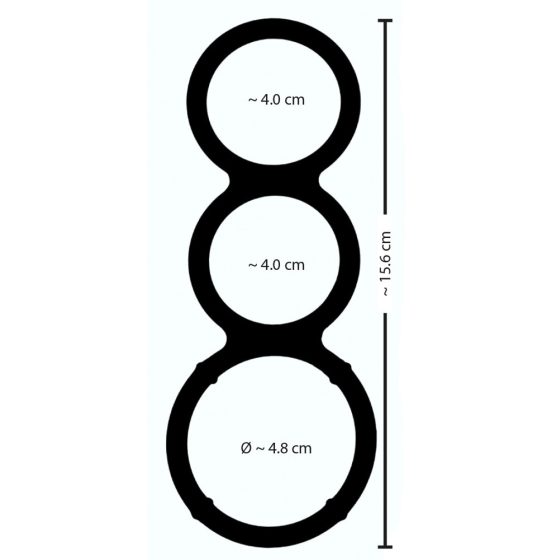 You2Toys - троен силиконов пръстен за пенис и тестиси с метален ефект (сребърен)