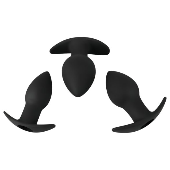 Black Velvets - анален вибратор комплект с акумулатор - 3 части - черен