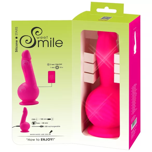 SMILE Powerful - вибратор с акумулатор, две моторчета, вакуум основа - розов