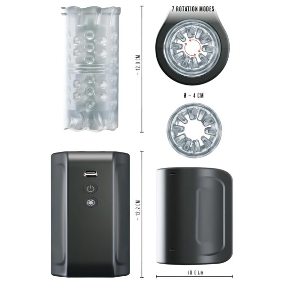 Rebel - водоустойчив въртящ се мастурбатор - черен