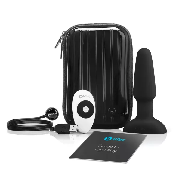 b-Vibe - въртящ се анален вибратор с перли, презареждаем (черен)