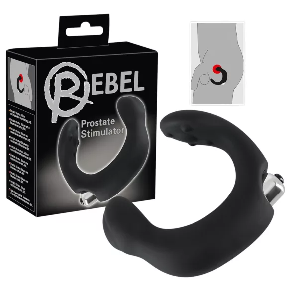 Rebel - вибратор за простата с извита форма - черен