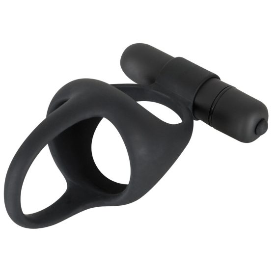Black Velvet - вибриращ пръстен за пенис и тестиси (черен)