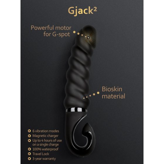 Gvibe G-jack 2-батериен водоустойчив силиконов вибратор (черен)
