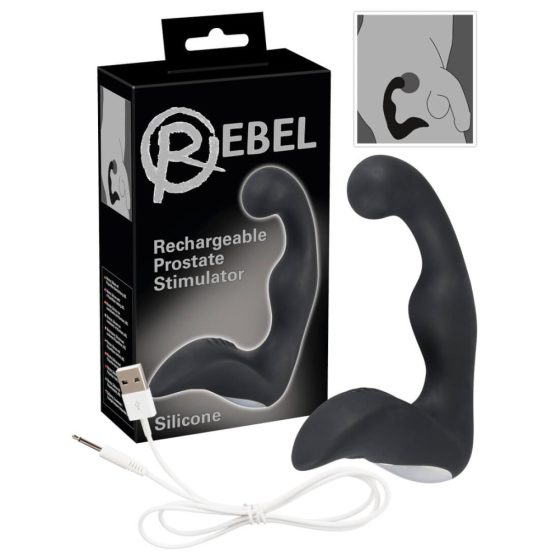 Rebel - акумулаторен вибратор за простатата (черен)