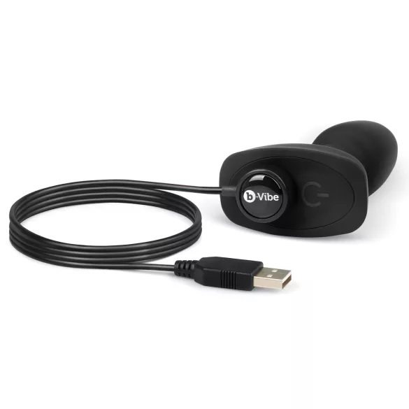 b-Vibe Rimming - анален вибратор с въртящи се перли - черен