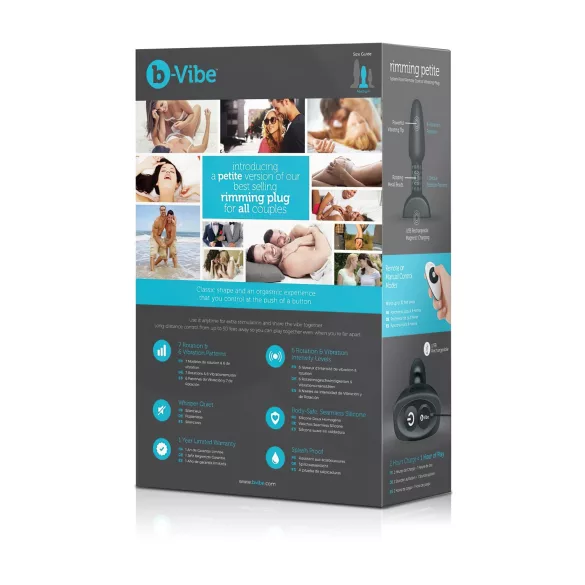 b-Vibe Rimming - анален вибратор с въртящи се перли - черен