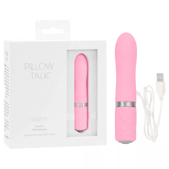 Pillow Talk Flirty - вибратор тип пръчка с акумулатор - розов