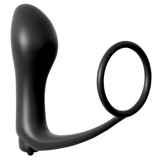 Analfantasy - анален вибратор за пръсти с пенис пръстен (черен)