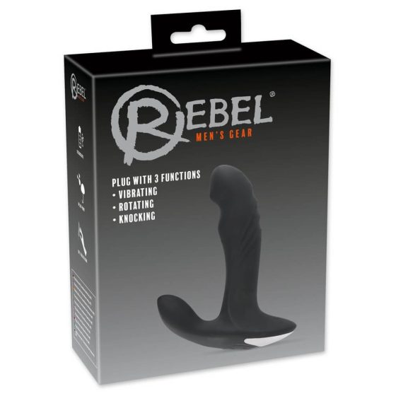 Rebel - Акумулаторен ротационен масажор на простатата с мъниста (черен)