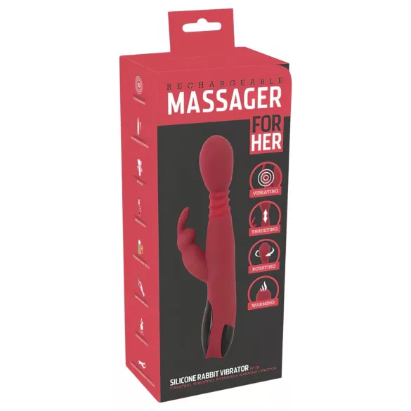You2Toys Massager - тласкащ, въртящ се, загряващ вибратор за G-точка (червен)