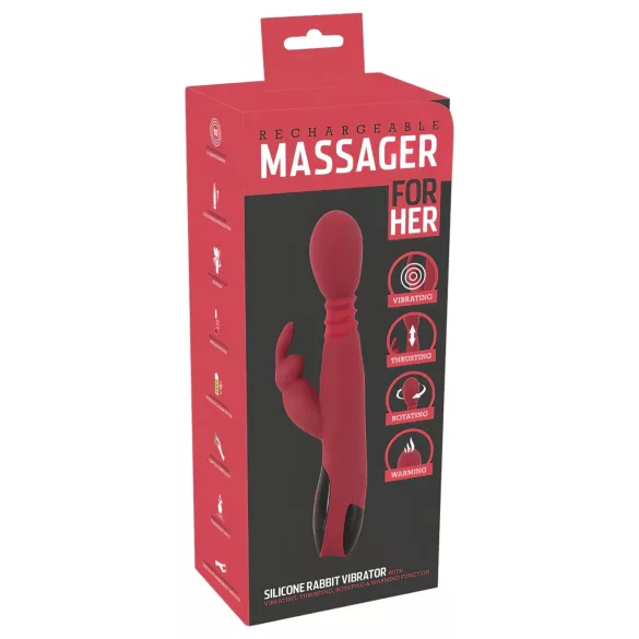 You2Toys Massager - тласкащ, въртящ се, загряващ вибратор за G-точка (червен)