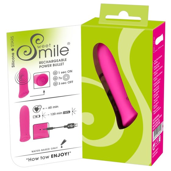 SMILE Power Bullett - презареждащ се, изключително мощен вибратор с малък полюс (розов)