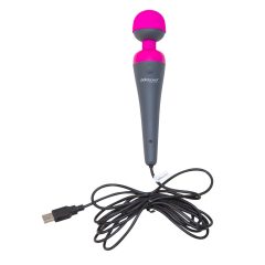   PalmPower Wand - USB масажиращ вибратор с powerbank (розово-сив)
