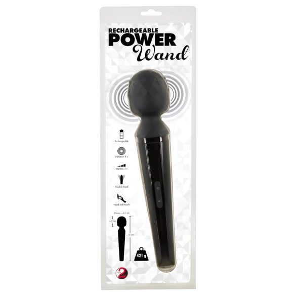You2Toys Power Wand - акумулаторен масажиращ вибратор (черен)