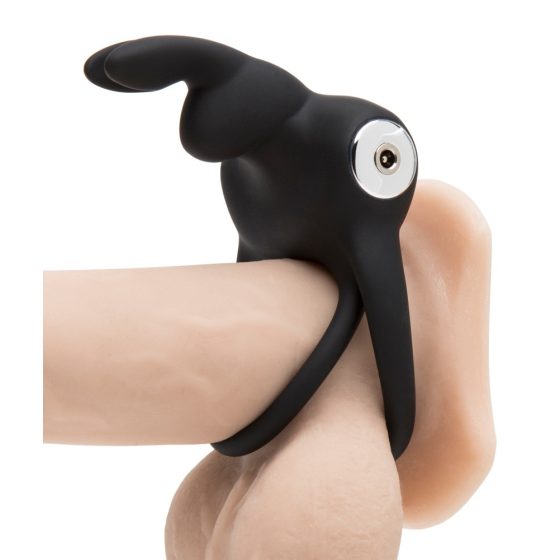 Happyrabbit Cock - водоустойчив, акумулаторен пръстен за пенис и тестиси (черен)