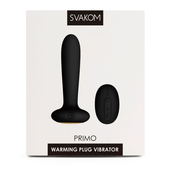 Svakom Primo - презареждащ се, водоустойчив, отопляем анален вибратор (черен)