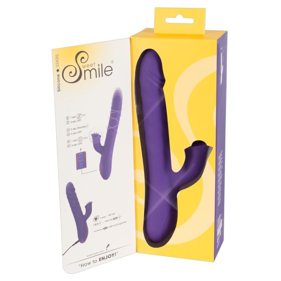 Smile Pearl - Акумулаторни перлени вибратори с рогче и дръжка за избутване (лилаво)