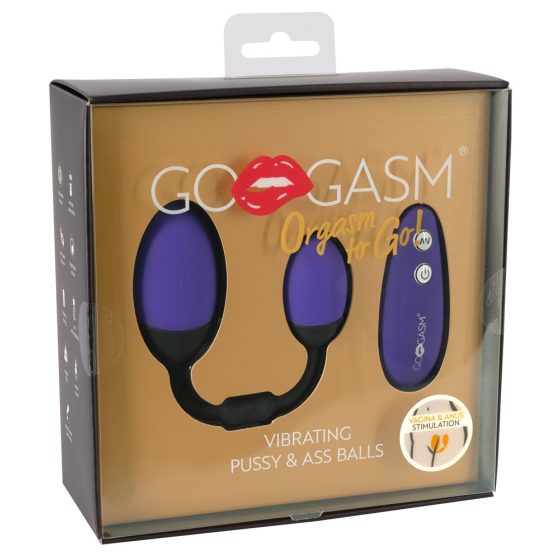 GoGasm Pussy & Ass - акумулаторно радиовибриращо яйце дуо (лилаво-черно)