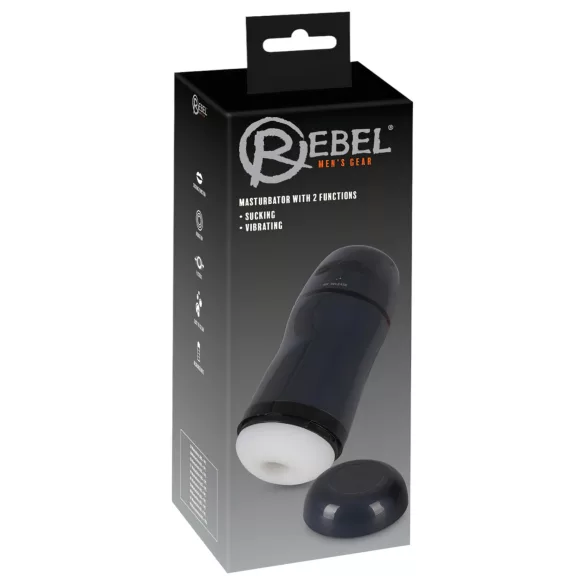Rebel - мастурбатор 2в1 със засмукване и вибрация - черен