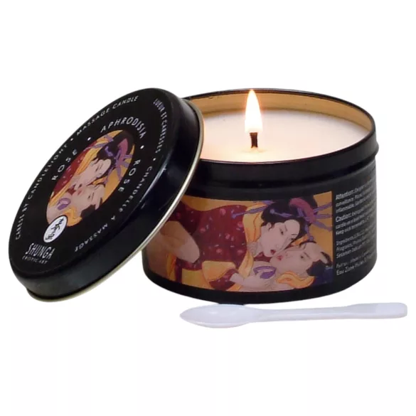 Shunga - масажна свещ - афродизиак - аромат роза - 170 мл