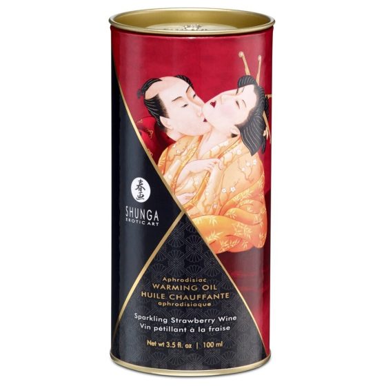 Shunga - загряващо масажно масло - шампанско с ягода (100 мл)