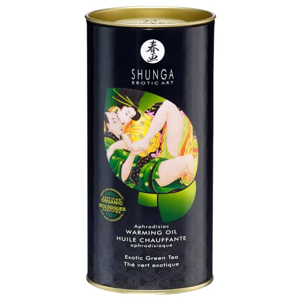 Shunga - масло за масаж с затоплящ ефект - зелен чай - 100 мл