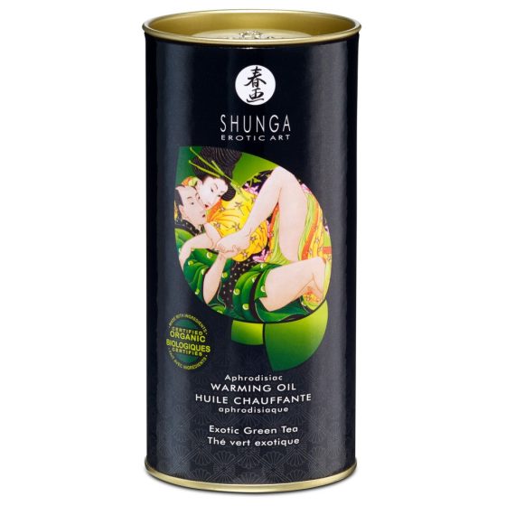 Shunga - загряващо масажно масло - зелен чай (100 мл)