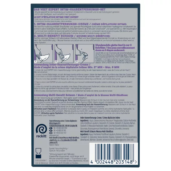 Veet - интимен крем за обезкосмяване и хидратираща пяна за жени (2*50 ml)