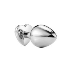   Sunfo - метален анален вибратор с камък във формата на сърце (сребристо-бял)