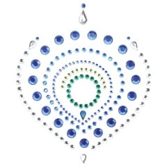   Комплект интимни бижута с блестящи диаманти - 3 части (зелено-синьо)