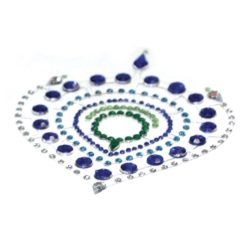   Комплект интимни бижута с блестящи диаманти - 3 части (зелено-синьо)