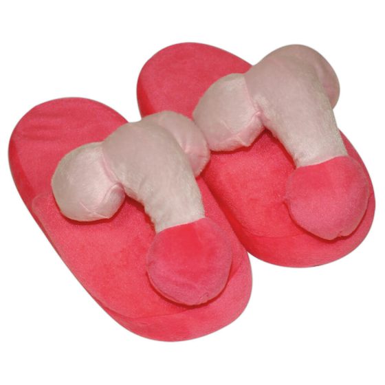 Плюшени пантофи розови - във формата на пенис