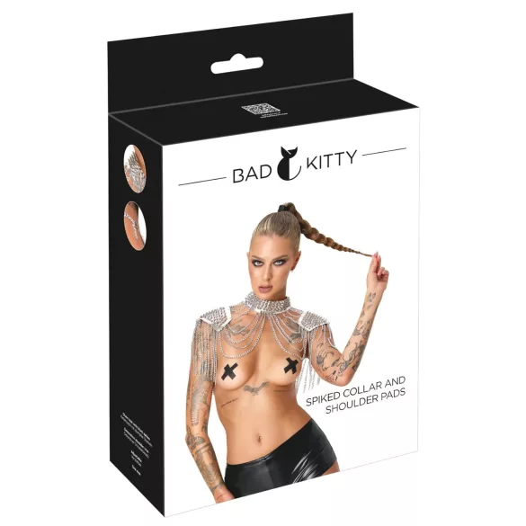 Bad Kitty - раменен аксесоар с верижки (сребърен)