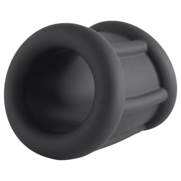 Pulselock Cocktura - оребрен силиконов пенис ринг (черен) - 30 мм